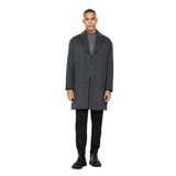 AC&Co / Altınyıldız Classics Oversize Bol Kesim Mono Yaka Desenli Kaşe Kaban, Renk Gri, Beden 52
