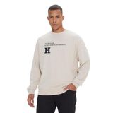 AC&Co / Altınyıldız Classics Oversize Fit Bol Kesim Harvard Lisanslı 3 İplik Pamuklu Bisiklet Yaka Sweatshirt, Renk Açık Bej, Beden L