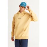 AC&Co / Altınyıldız Classics Oversize Fit Bol Kesim Kapüşonlu İçi Polarlı Pamuklu Sweatshirt, Renk Hardal, Beden S