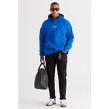 AC&Co / Altınyıldız Classics Oversize Fit Bol Kesim Kapüşonlu İçi Polarlı Pamuklu Sweatshirt, Renk Mavi, Beden XS