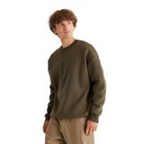 AC&Co / Altınyıldız Classics Oversize Fit Bol Kesim Pamuklu İçi Polarlı Bisiklet Yaka Sweatshirt, Renk Haki, Beden XS