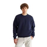 AC&Co / Altınyıldız Classics Oversize Fit Bol Kesim Pamuklu İçi Polarlı Bisiklet Yaka Sweatshirt, Renk Lacivert, Beden S