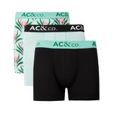 AC&Co / Altınyıldız Classics Pamuklu Esnek Desenli 3'lü Boxer Paketi, Renk Siyah-Yesil, Beden M