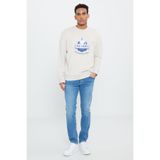 AC&Co / Altınyıldız Classics Real Madrid Lisanslı 3 İplik Pamuklu Oversize Fit Bol Kesim Açık Bej Bisiklet Yaka Sweatshirt