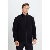 AC&Co / Altınyıldız Classics Siyah Anti-pilling Tüylenme Yapmayan Standart Fit Dik Bato Yaka Sweatshirt Polar Ceket