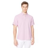 AC&Co / Altınyıldız Classics Slim Fit Dar Kesim Gizli Düğme Yaka Kısa Kollu Gömlek, Renk Lila, Beden M