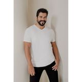 Ac&Co / Altınyıldız Classics Slim Fit Dar Kesim V Yaka Pamuklu Erkek Tişört Beyaz