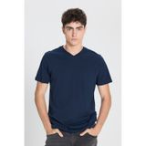Ac&Co / Altınyıldız Classics Slim Fit Dar Kesim V Yaka Pamuklu Erkek Tişört Lacivert