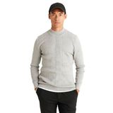 AC&Co / Altınyıldız Classics Slim Fit Dar Kesim Yarım Balıkçı Yaka Pamuklu Jakarlı Triko Kazak, Renk Gri Melanj, Beden S