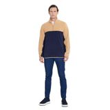 AC&Co / Altınyıldız Classics Standart Fit Dik Yaka İçi Polarlı Çift Renk Polar Sweatshirt, Renk Karamel-Laci, Beden M