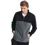 AC&Co / Altınyıldız Classics Standart Fit Dik Yaka İçi Polarlı Çift Renk Polar Sweatshirt, Renk Siyah A.Melanj, Beden S