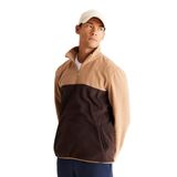 AC&Co / Altınyıldız Classics Standart Fit Dik Yaka İçi Polarlı Çift Renk Polar Sweatshirt, Renk Sutlu Kahve-Kahve, Beden 2XL