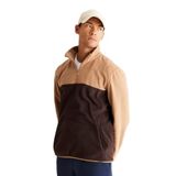 AC&Co / Altınyıldız Classics Standart Fit Dik Yaka İçi Polarlı Çift Renk Polar Sweatshirt, Renk Sutlu Kahve-Kahve, Beden S