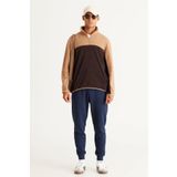 AC&Co / Altınyıldız Classics Standart Fit Dik Yaka İçi Polarlı Çift Renk Polar Sweatshirt, Renk Sutlu Kahve-Kahve, Beden XL