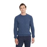 AC&Co / Altınyıldız Classics Standart Fit Normal Kesim Bisiklet Yaka Jakarlı Triko Kazak, Renk Havacı Mavi, Beden 2XL