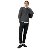 AC&Co / Altınyıldız Classics Standart Fit Normal Kesim Bisiklet Yaka Jakarlı Triko Kazak, Renk Koyu Gri, Beden XL