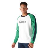 AC&Co / Altınyıldız Classics Standart Fit Normal Kesim Bisiklet Yaka Pamuklu Çizgili Sweatshirt, Renk Beyaz-Yeşil, Beden L