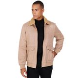 AC&Co / Altınyıldız Classics Standart Fit Normal Kesim Gömlek Yaka Süet Görünümlü Mont, Renk Bej, Beden L