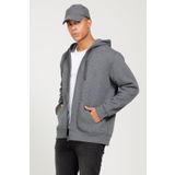 AC&Co / Altınyıldız Classics Standart Fit Normal Kesim Kapüşonlu Fermuarlı Sweatshirt, Renk Antrasit-Melanj, Beden S