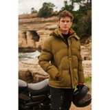 AC&Co / Altınyıldız Classics Standart Fit Normal Kesim Kapüşonlu Rüzgar Geçirmez Kışlık Kaban, Renk Yeşil, Beden 48