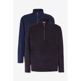AC&Co / Altınyıldız Classics Unisex 2'li Paket Standart Fit Dik Yaka Soğuk Geçirmez Sweatshirt Polar Lacivert-Siyah