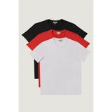 AC&Co/Altınyıldız Classics-Erkek Beyaz-kırmızı-sıyah Slim Fit Dar Kesim Bisiklet Yaka 3'lü%100 Pamuk Tişört Paketi (BEYAZ-KIRMIZI-SIYAH/XL)