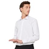 AC&Co/Altınyıldız Classics-Erkek Beyaz Slim Fit Dar Kesim Italyan Yaka Armürlü Gömlek (KÜÇÜK İTALYAN YAKA/M)
