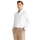 AC&Co/Altınyıldız Classics-Erkek Beyaz Slim Fit Dar Kesim Oxford Düğmeli Yaka Armürlü Pamuklu Gömlek (DÜĞMELİ YAKA/S)