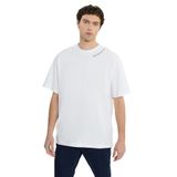 AC&Co/Altınyıldız Classics Erkek Beyaz%100 Pamuk Oversize Fit Rahat Kesim Bisiklet Yaka Baskılı Tişört, Beyaz, S
