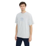 AC&Co/Altınyıldız Classics Erkek Gri%100 Pamuk Oversize Fit Rahat Kesim Bisiklet Yaka Baskılı Tişört, Gri, S