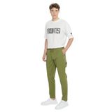 AC&Co/Altınyıldız Classics Erkek Haki Oversize Bol Kesim Beli Bağlamalı Pamuklu Esnek Armürlü Yan Cepli Pantolon, Haki, 58