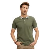 AC&Co/Altınyıldız Classics Erkek Haki Slim Fit Dar Kesim%100 Pamuk Kıvrılmaz Polo Yaka Tişört, Haki, S