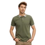 AC&Co/Altınyıldız Classics Erkek Haki Slim Fit Dar Kesim%100 Pamuk Kıvrılmaz Polo Yaka Tişört, Haki, XL