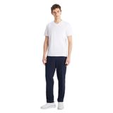 AC&Co/Altınyıldız Classics Erkek Lacivert-Beyaz Pamuklu Rahat V Yaka Beli Lastikli Cepli Pijama Takımı, Lacivert-Beyaz, S