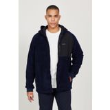AC&Co/Altınyıldız Classics-Erkek Lacivert Oversize Bol Kesim Kapüşonlu Sherpa Polar Sweatshirt Ceket