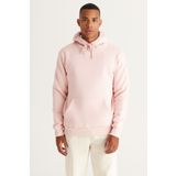 AC&Co/Altınyıldız Classics-Erkek Pudra Standart Fit İçi Polarlı 3 İplik Kapüşonlu Kanguru Cepli Pamuklu Sweatshirt