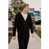AC&Co/Altınyıldız Classics-Erkek Siyah Standart Fit Normal Kesim Içi Polarlı 3 Iplik Kapüşonlu Fermuarlı Sweatshirt Ceket
