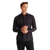 AC&Co/Altınyıldız Classics Erkek Siyah Ütülemesi Kolay Slim Fit Dar Kesim Klasik Yaka Pamuklu Gömlek,2XL