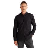 AC&Co/Altınyıldız Classics Erkek Siyah%100 Pamuk Flamlı Oxford Slim Fit Düğmeli Yaka Gömlek, Siyah, 2XL