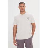 AC&Co/Altınyıldız Classics Erkek Taş Comfort Fit Rahat Kesim%100 Pamuk Bisiklet Yaka Tişört, Taş, M
