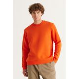 AC&Co/Altınyıldız Classics Erkek Turuncu Standart Fit Normal Kesim Içi Polarlı 3 Iplik Bisiklet Yaka Pamuklu Sweatshirt, Turuncu, 2XL