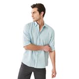 AC&Co/Altınyıldız Classics-Erkek Yeşil Slim Fit Dar Kesim Gizli Düğmeli Yaka Keten Görünümlü%100 Pamuk Flamlı Gömlek