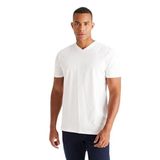 AC&Co/Altınyıldız Classics Erkek%100 Pamuk V Yaka Beyaz Slim Fit Dar Kesim Tişört, Beyaz, M