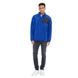 AC&Co/Altınyıldız Classics Oversize Bol Kesim Bato Yaka Cep Detaylı Fermuarlı Soğuk Geçirmez Polar Sweatshirt, Renk Saks Mavi, Beden S