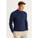 AC&Co/Altınyıldız Classics Slim Fit Dar Kesim Yarım Balıkçı Yaka Pamuklu Jakarlı Triko Kazak