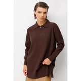 Accort Polo Yaka Triko Tunik-Kahve