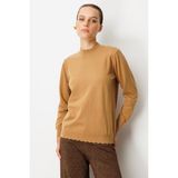 Accort Yarım Balıkçı Angora Triko Kazak-Camel