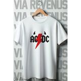 Ac/dc Baskılı Beyaz Oversize T-Shirt