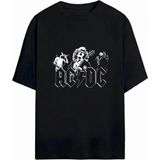 Ac&dc Baskılı Unisex Oversize %100 Pamuklu T-Shirt - Siyah - XL