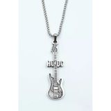Ac/Dc Elektro Gitar Gümüş Kaplama Örme Zincir Kolye